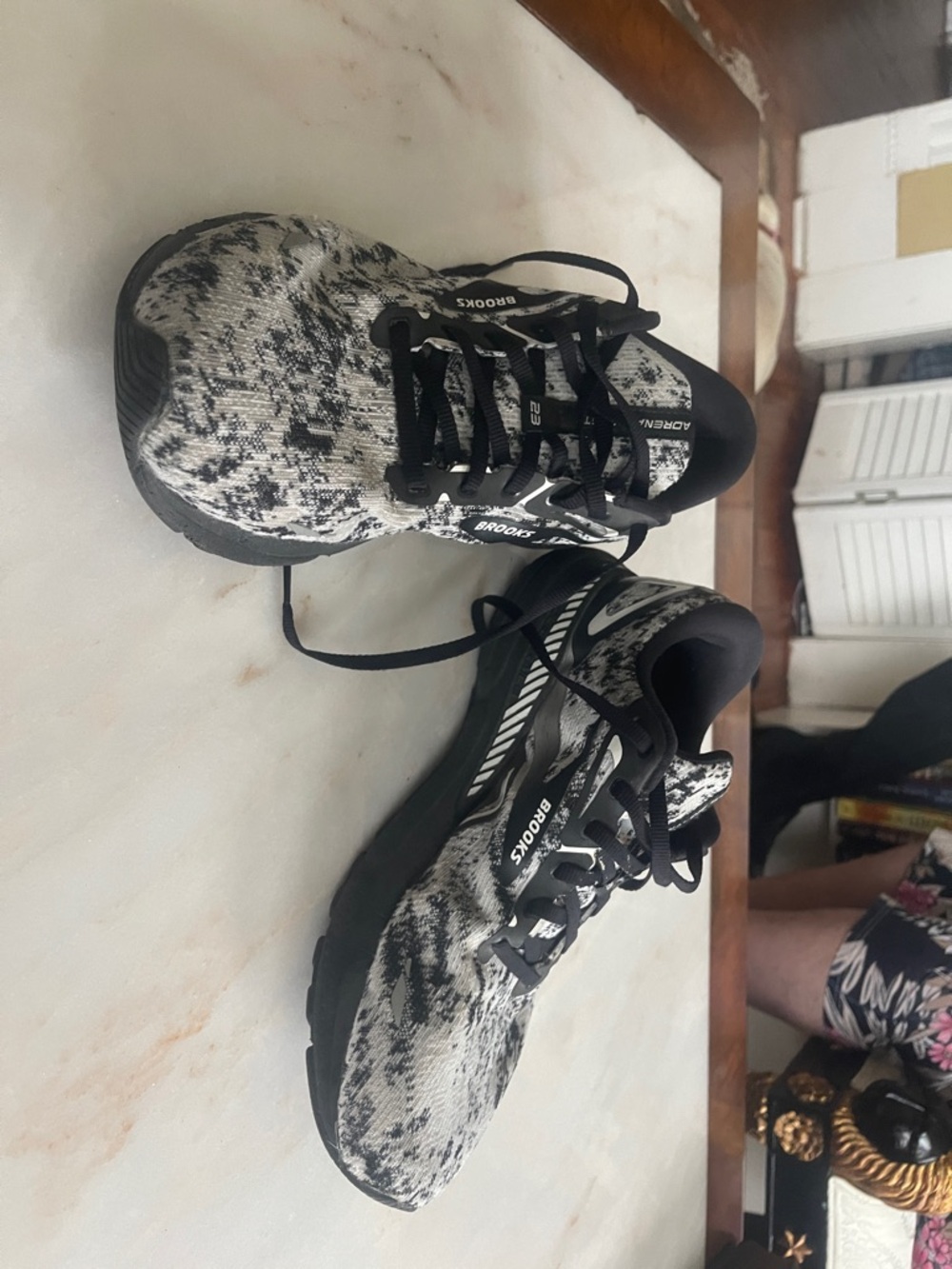 Brooks Black and White Knit Running Sneakers